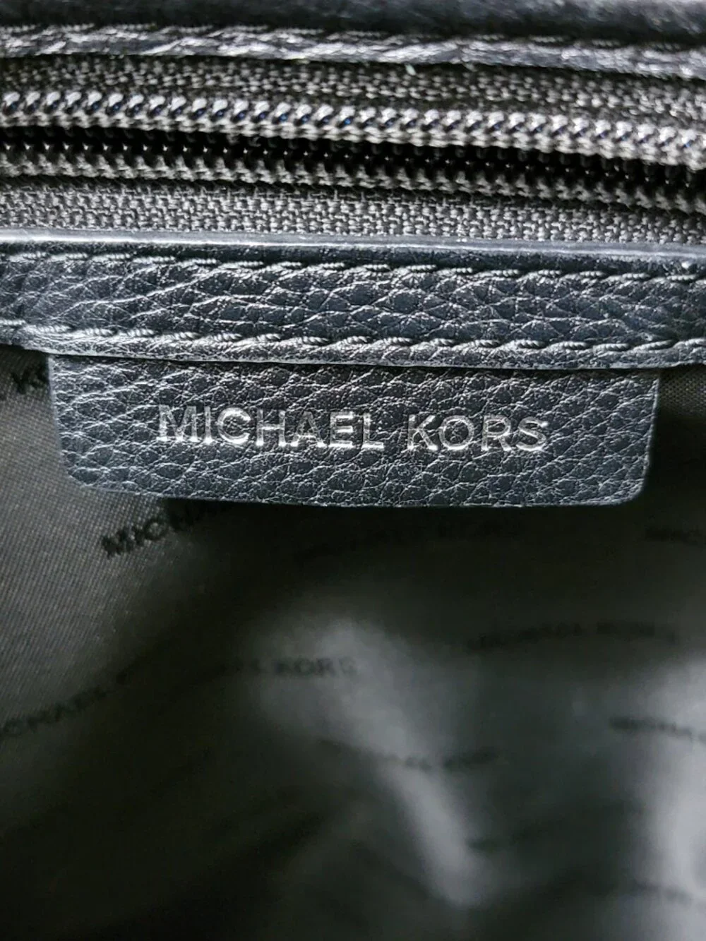 Michael Kors Rhea Medium Black Pebbled Leather Backpack Bag Silver 30S5SEZB1L